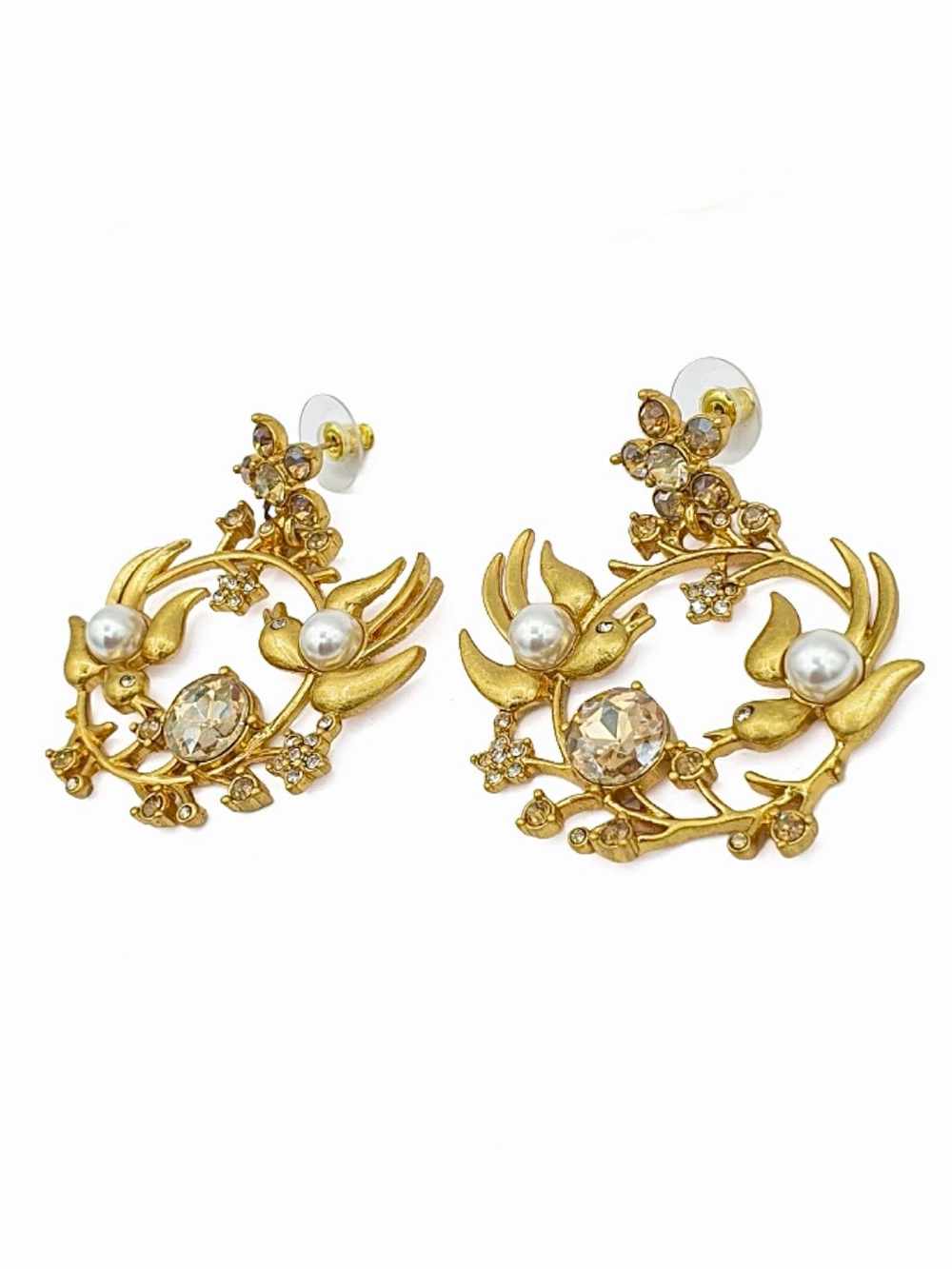 Oscar de la Renta Bird Wreath Hoop Earrings - Picture 2 of 4